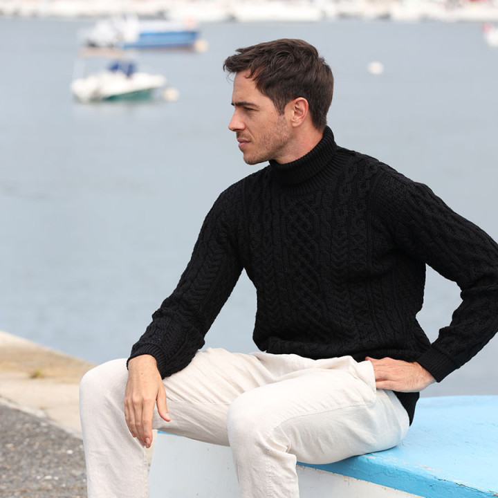 Aran Woolen Mills Black Turtleneck Sweater