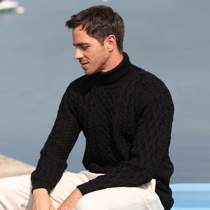 Aran Woolen Mills Black Turtleneck Sweater