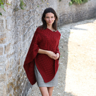 Aran Woollen Mills Twisted Red Supersoft Poncho