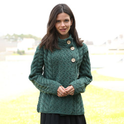 Cardigan 3 Boutons Merino Green Aran Woollen Mills