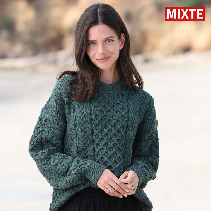 Pull Col Rond Green Aran Woollen Mills