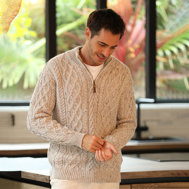 Pull laine Beige Chiné Inis Crafts