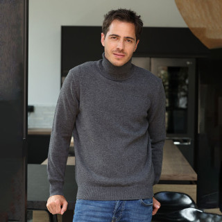 Pull Col Roulé Lambswool Gris Foncé Best Yarn