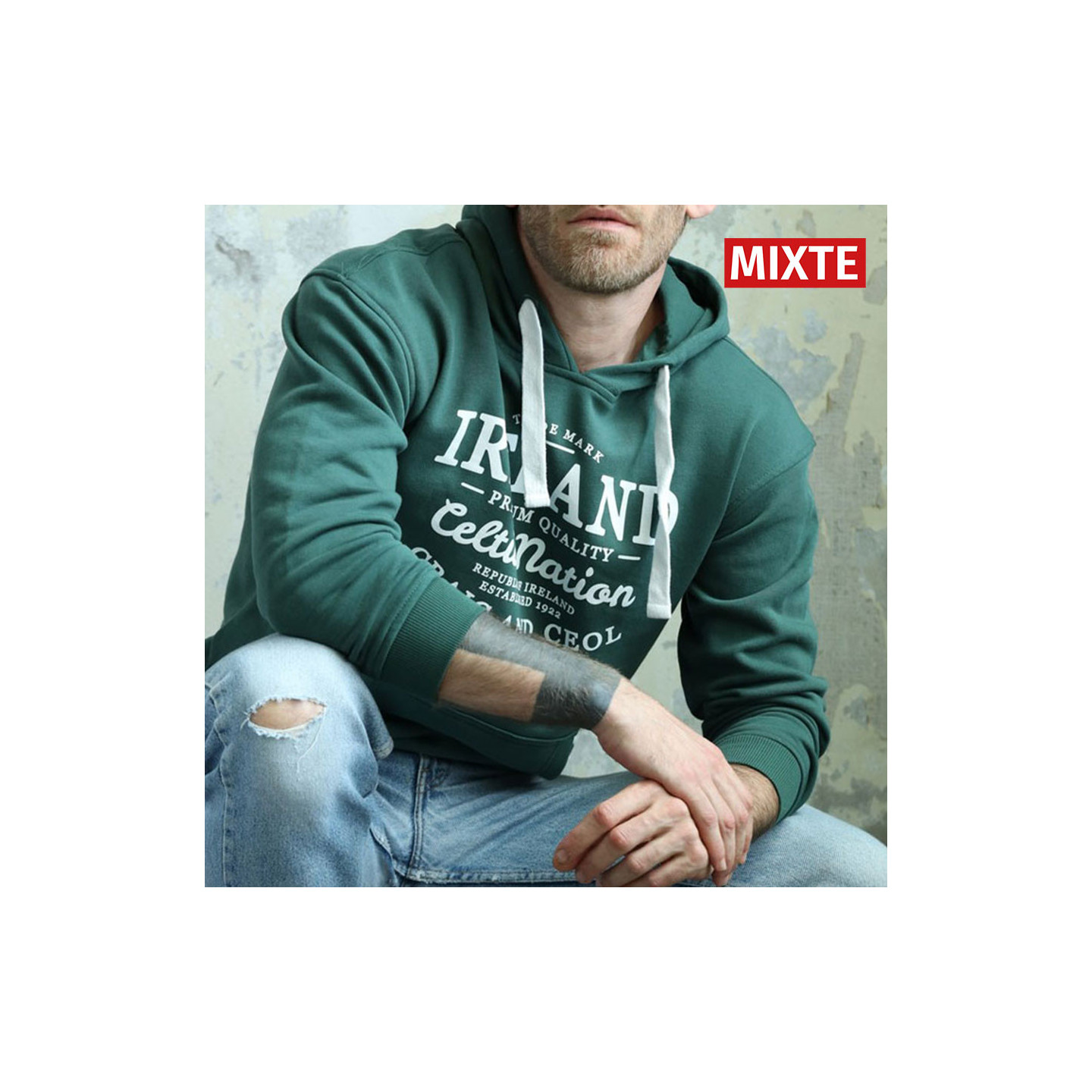 Sweat capuche ireland vert fonce