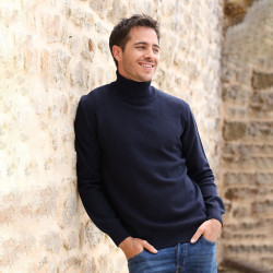 Pull Col Roulé Laine Extra-fine Marine Best Yarn