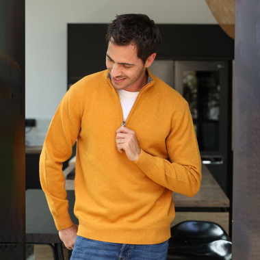 Best Yarn Yellow Gold 1/2 Zip Collar Sweater