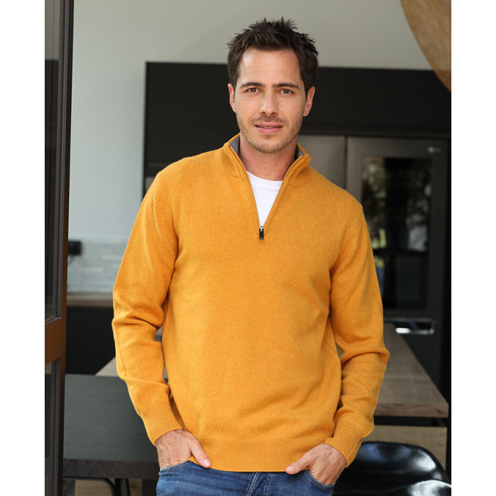 Pull Col 1/2 Zip Jaune Or Best Yarn