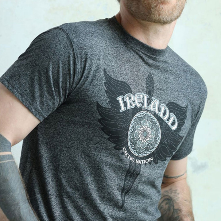 Tee shirt manches courtes wings gris fonce