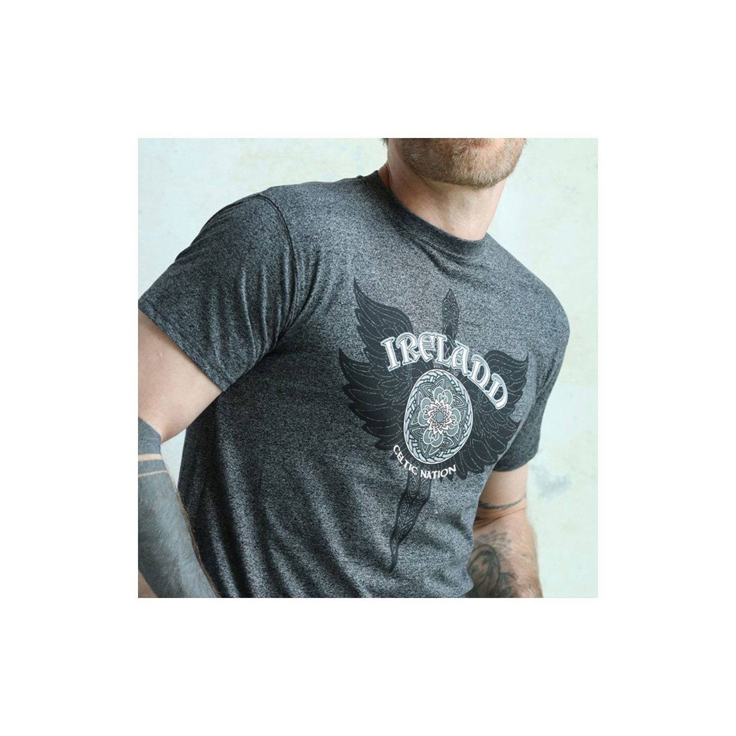 Tee shirt manches courtes wings gris fonce