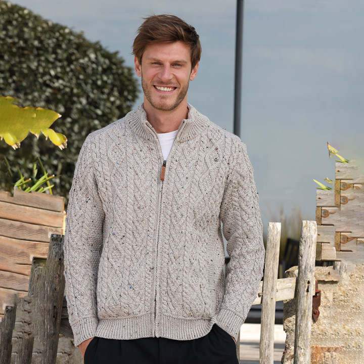 Veste Zippée Beige Chiné Inis Crafts