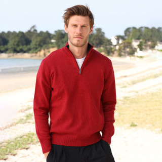 Best Yarn Red 1/2 Zip Collar Sweater