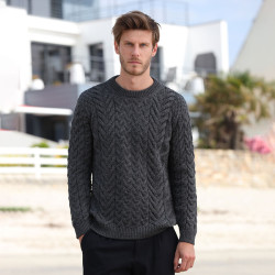 Supersoft Grey Round Neck Sweater Aran Woollen Mills