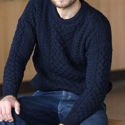 Navy Aran Woollen Mills Round Neck Sweater