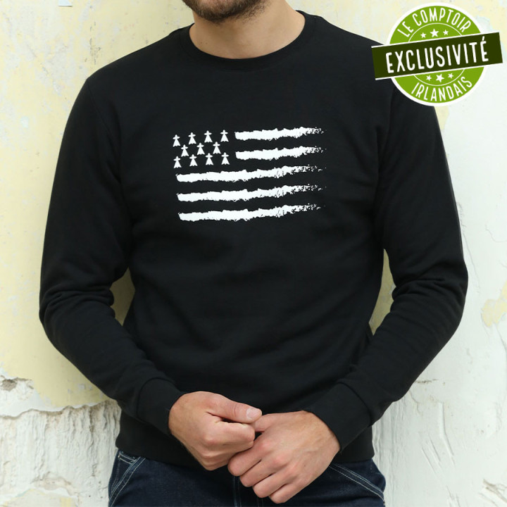Sweat Breizh Noir Drapeau Breton Camberabero