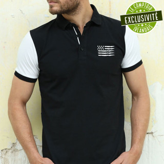 Polo Manche Courte Breizh Noir Et Blanc Camberabero