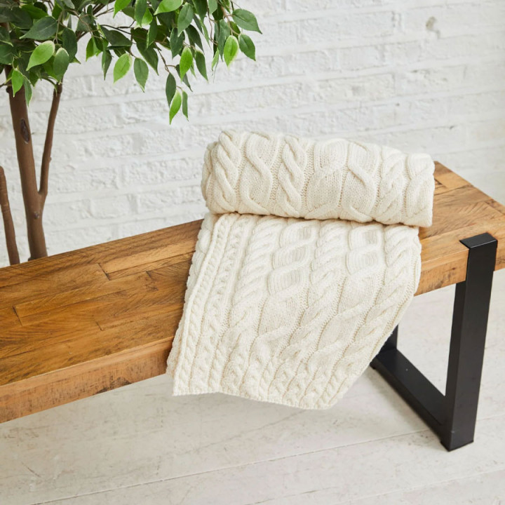 Plaid torsades supersoft ecru