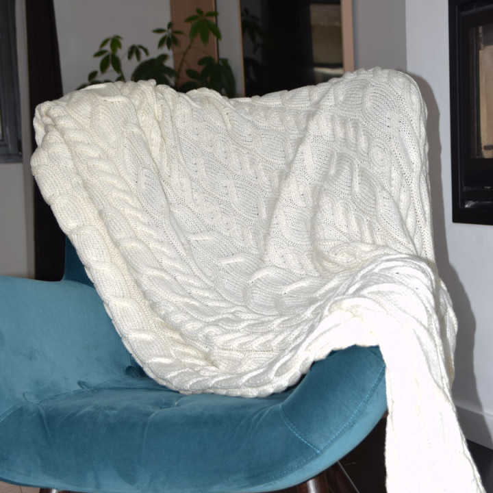 Plaid torsades supersoft ecru