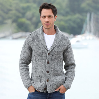 Cardigan Kells Gris Aran Woollen Mils