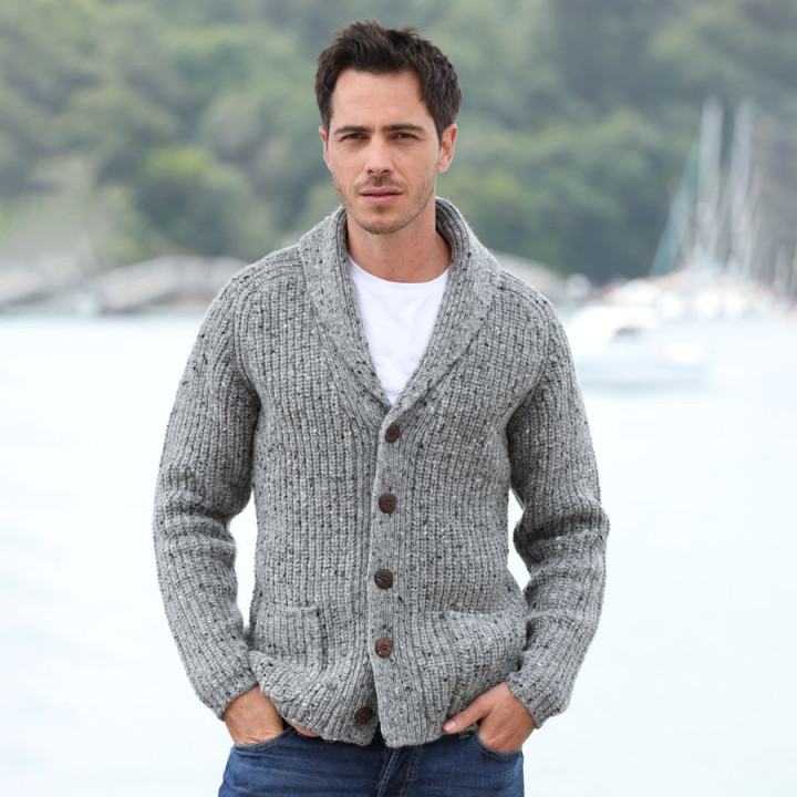 Aran Woollen Mils Cardigan Kells Grey