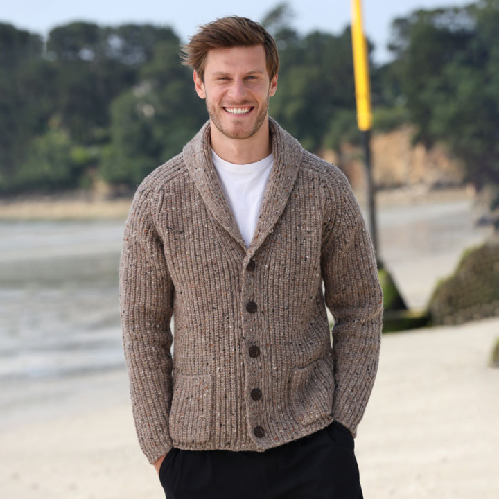 Cardigan Kells Beige Aran Woollen Mils