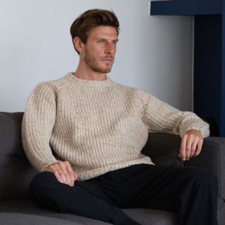 Aran Woollen Mils Pullover Trim Ecru