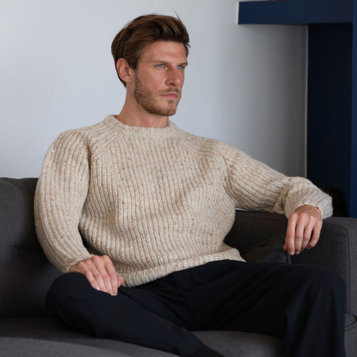 Aran Woollen Mils Pullover Trim Ecru