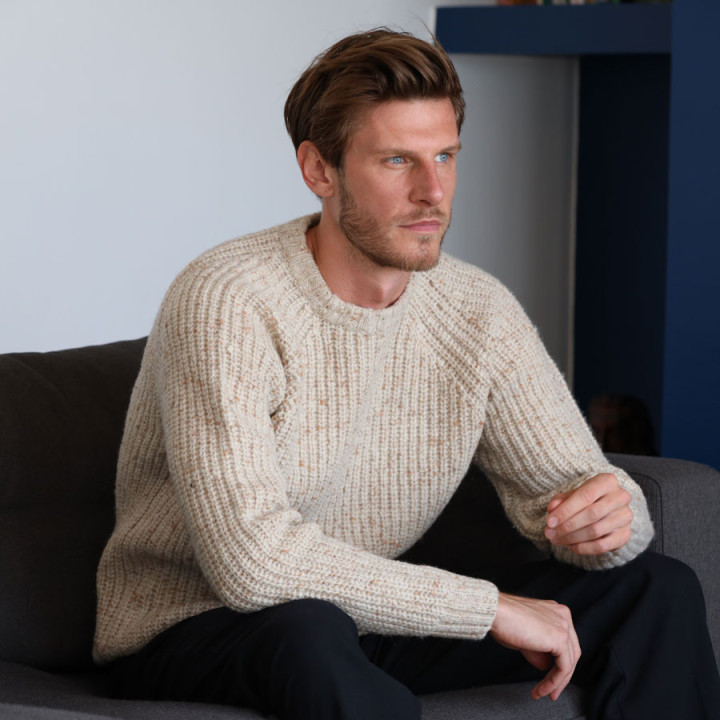 Pull Trim Ecru Aran Woollen Mils