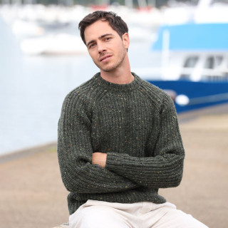 Pull Trim Vert Aran Woollen Mils
