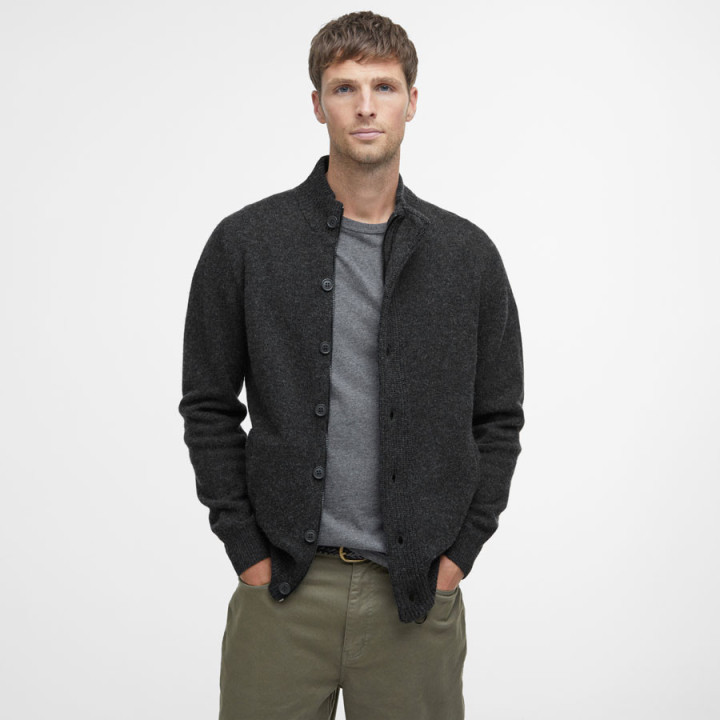 Barbour Essential Patch Charcoal Marl Cardigan