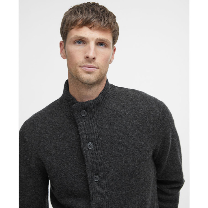 Cardigan Essential Patch Charcoal Marl Barbour