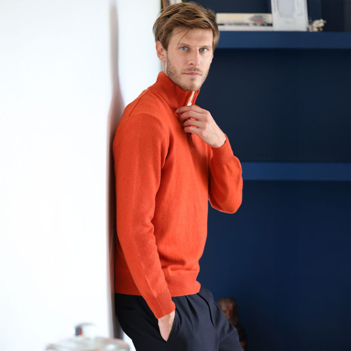Pull Col ½ Zip Orange Best Yarn