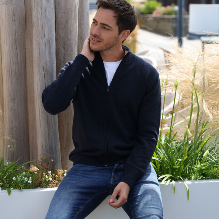 Gilet Zippe Marine Best Yarn