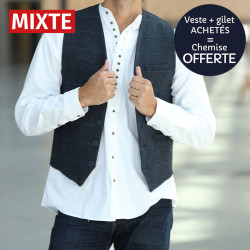 Gilet Laine Mélangée Carreaux Marine Emerald Isle Weaving