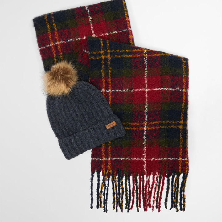 Barbour Saltburn Winterberry Hat and Scarf Set