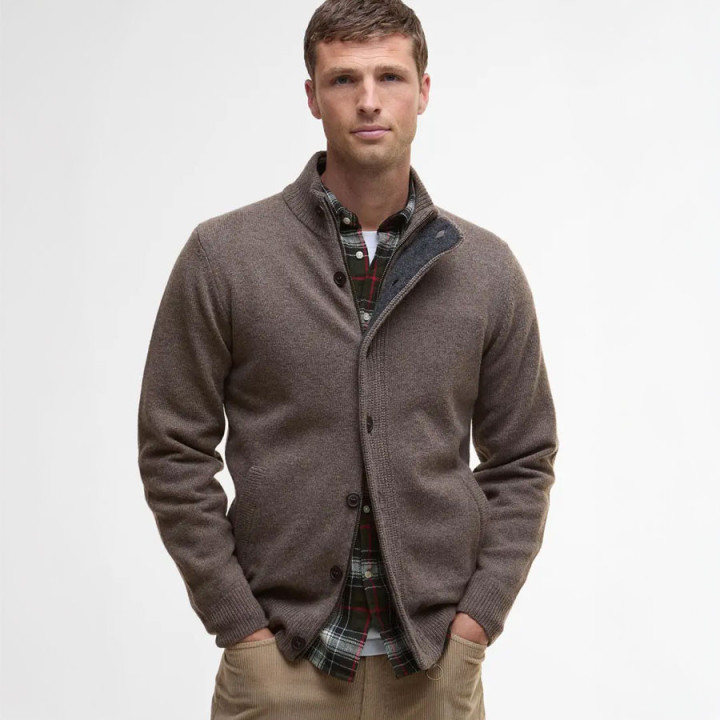 Cardigan Essential Patch Dark Stone Barbour