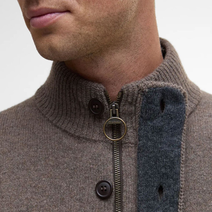 Cardigan Essential Patch Dark Stone Barbour