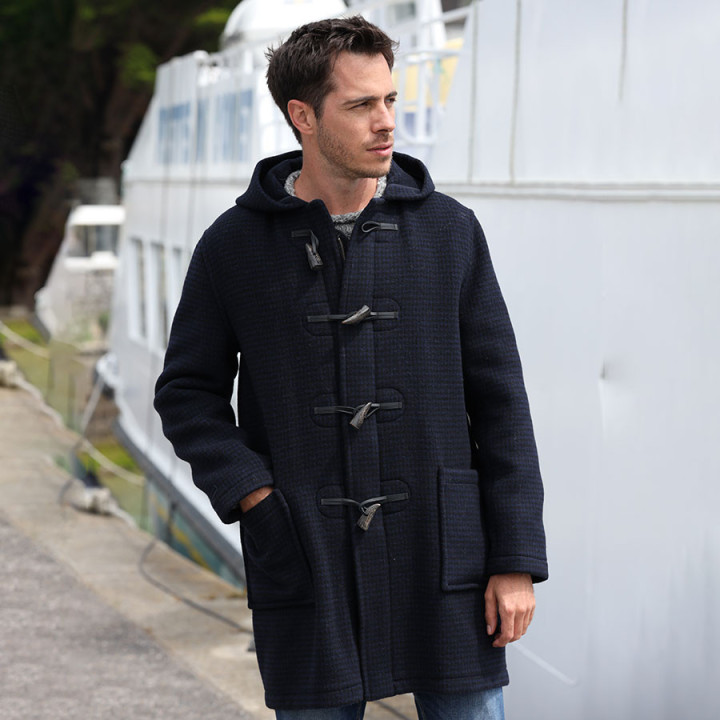 Duffle Coat Marine Pied de Poule London Tradition