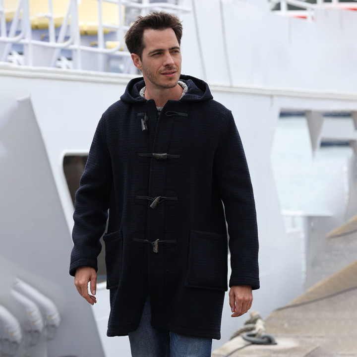 London Tradition Navy Houndstooth Duffle coat