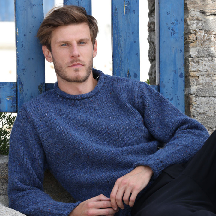 Aran Woolen Mills Blue Donegal Sweater