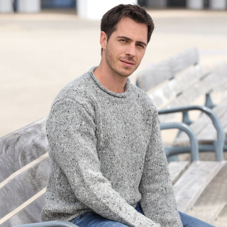 Aran Woolen Mills Heather Gray Donegal Sweater