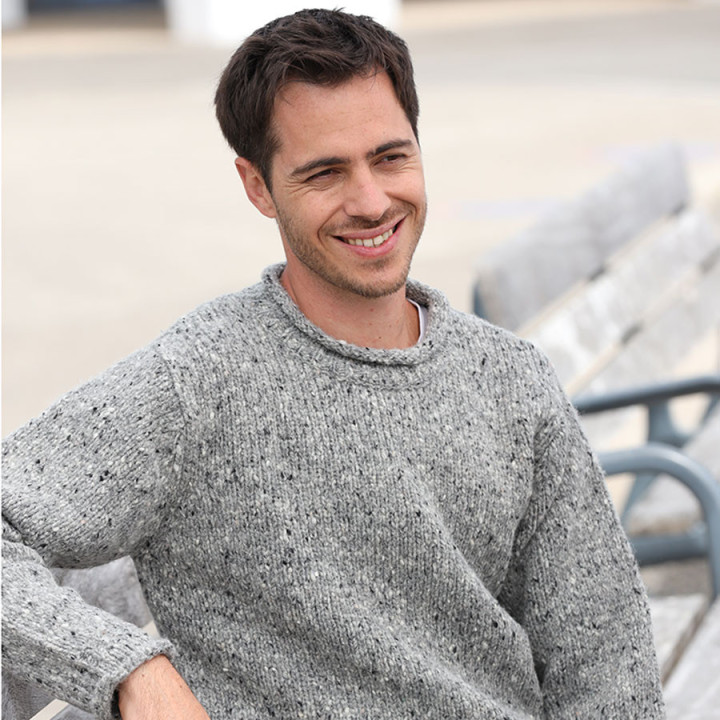 Aran Woolen Mills Heather Gray Donegal Sweater