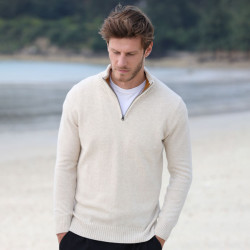 Pull Col Demi Zip Beige Chiné Celtic Alliance.