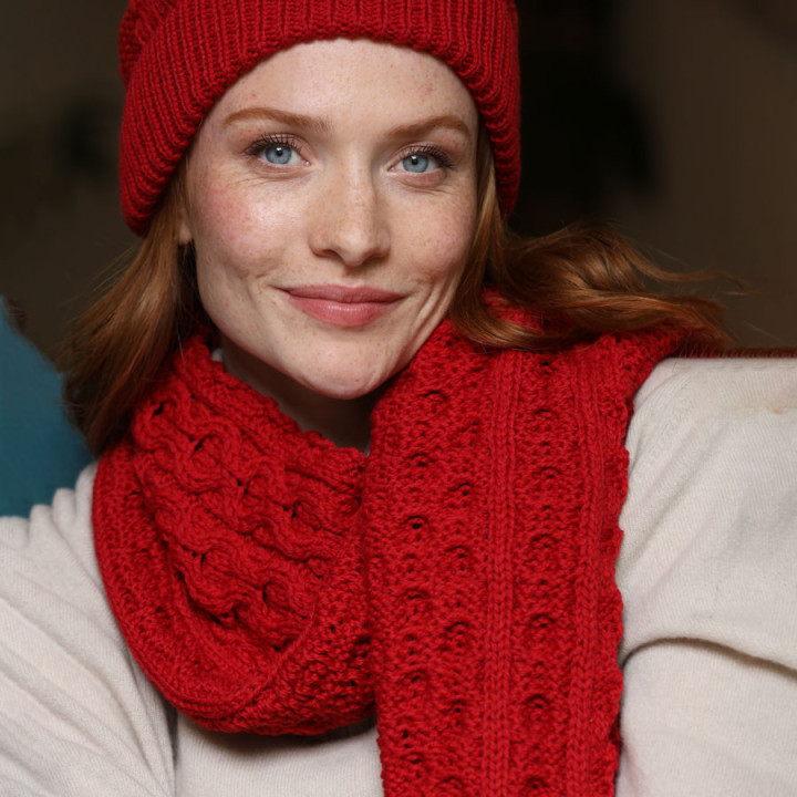 Écharpe Honeycomb Rouge Inis Crafts