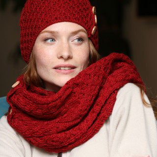 Snood à Boutons Rouge Aran Woollen Mills