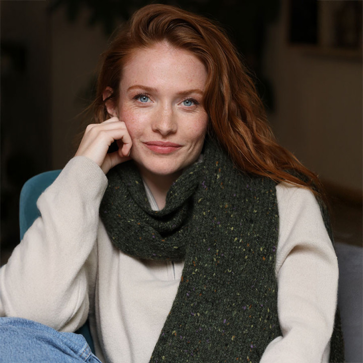 Aran Woollen Mills Ballina Donegal Green Scarf