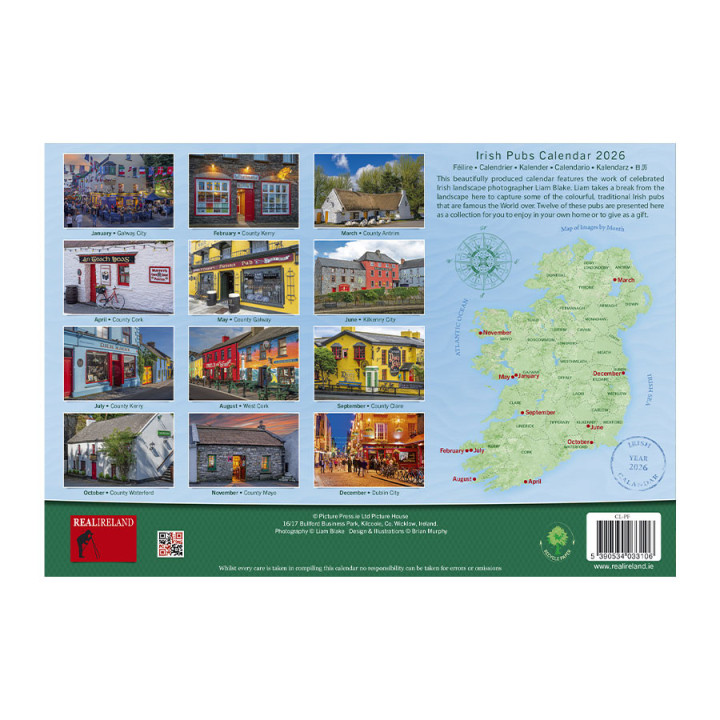 Calendrier 21x29.7cm irish pubs 2026