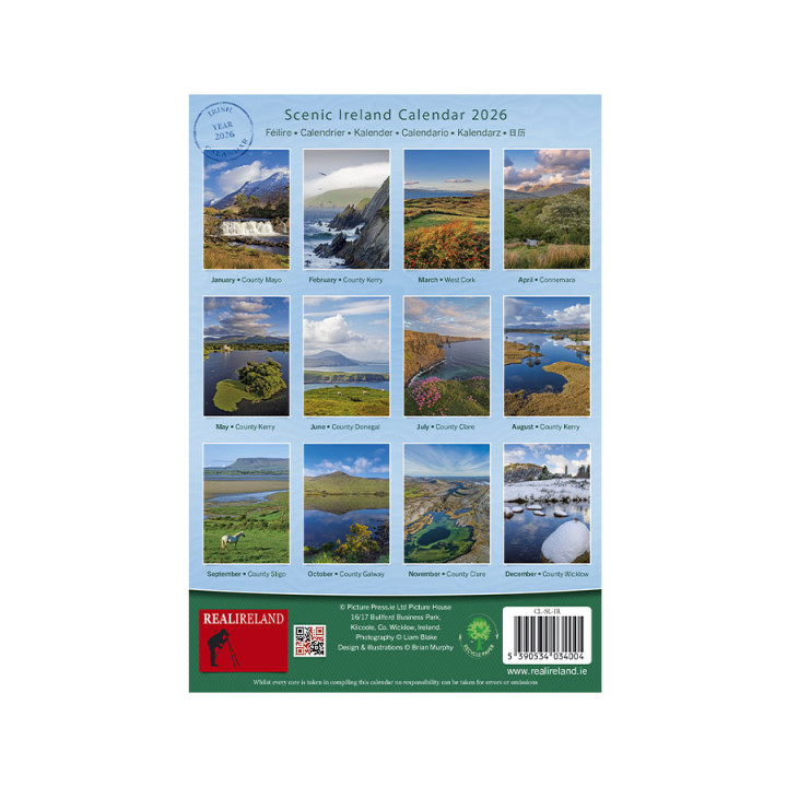 Calendrier 21x14.5cm scenic ireland 2026