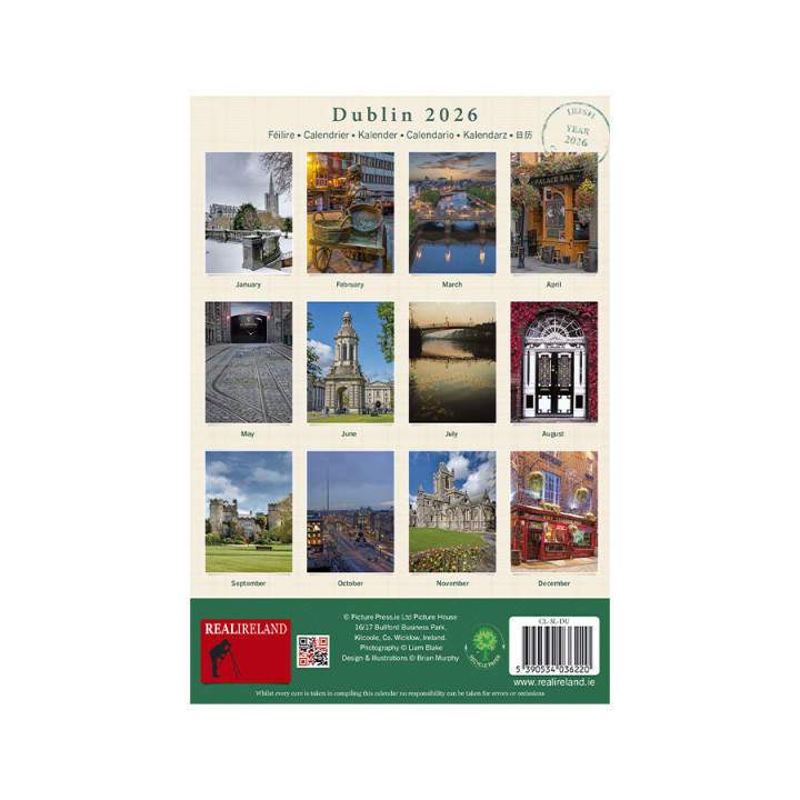 Calendrier 21x14.5cm dublin 2026