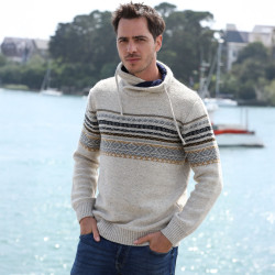 Pull alex raye col croise fond ecru givre hh25 ooi