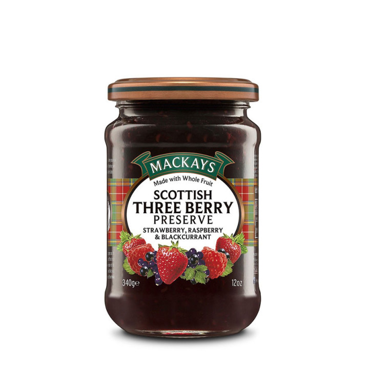Confiture 3 Fruits Rouges Mackays 340g